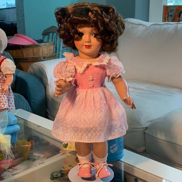 Flirty Eye MMM Pink Dress Antique Doll - Picture 8 of 9